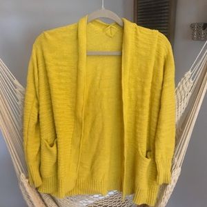 ANTHROPOLOGIE Yellow Knit Cardigan